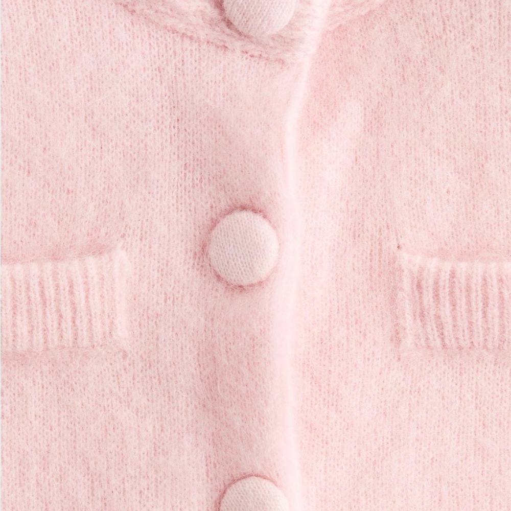 NEW H&M Mohair-Blend Cardigan with Shoulder Pads (Light Pink) Small - Picture 8 of 11